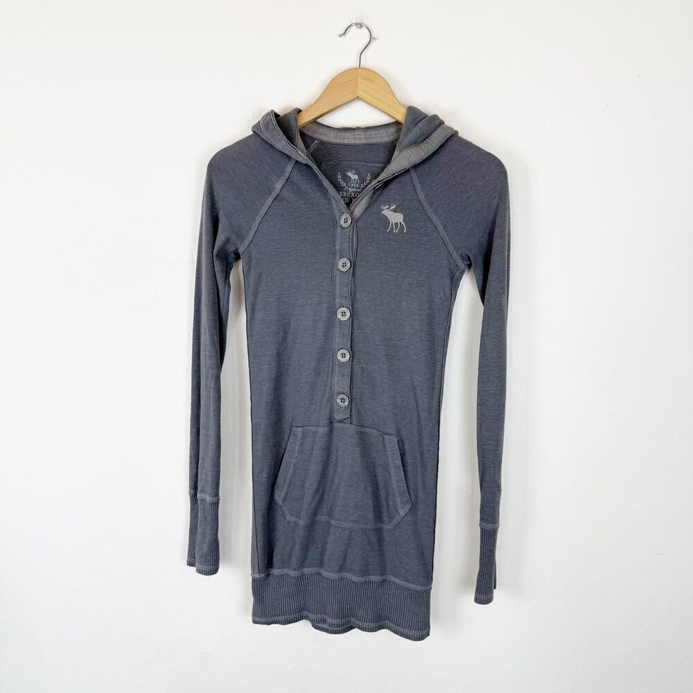 Vintage Y2K Abercrombie & fitch grey hooded button down lightweight sweater